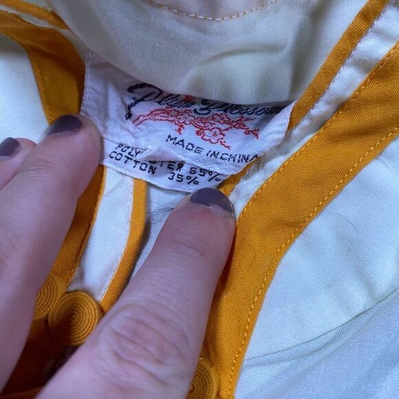 Vintage Asian Oriental Plum Blossom Bird Style 2 Piece Outfit Set - Picture 6 of 6